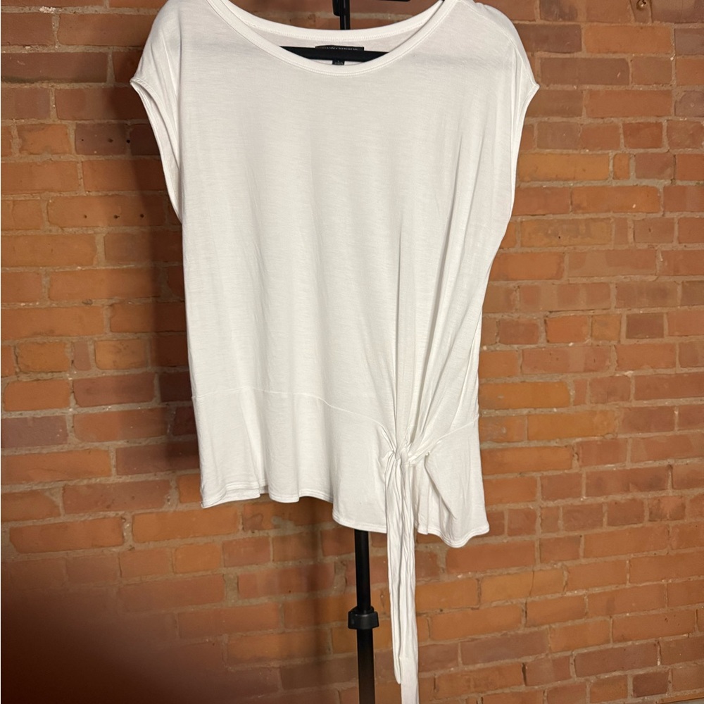 Banana Republic White Cap Sleeve Tie Front Tee